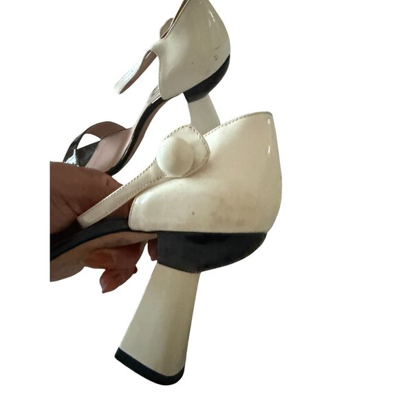 MIU MIU Mod Colorblock Black Ivor Patent Leather Sandals Heels Size 39 / US 9 - Picture 12 of 14